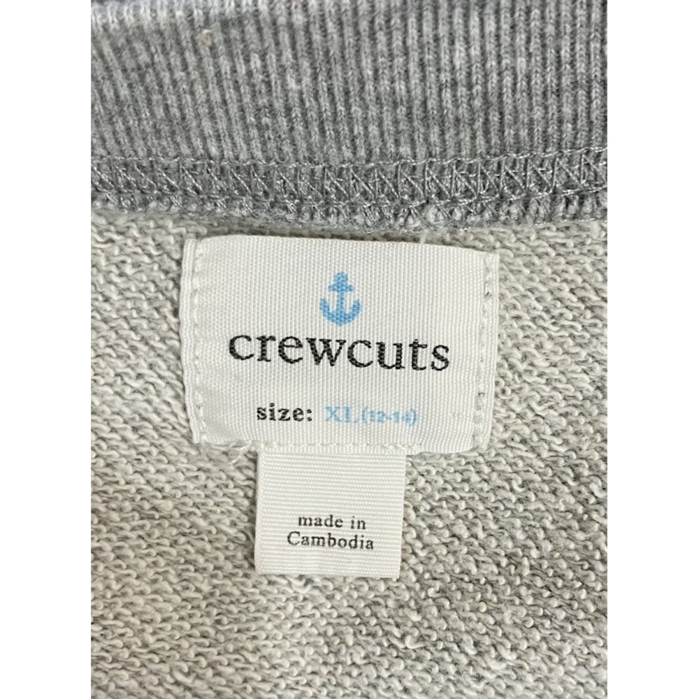 Crewcuts J‎ Crew Sweatshirt Kids XL 12-14 Gray Embroidered Ski Dog Crew Pullover - Picture 4 of 4